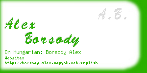 alex borsody business card